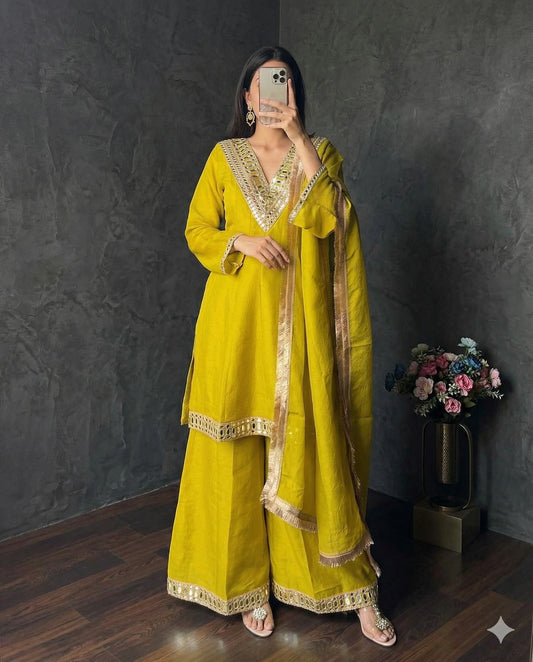Bright Yellow Festive Wear Sharara Set – Premium Ethnic Collection