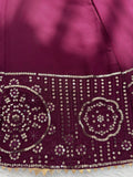 Wine Color Flared Anarkali Dress with Heavy Border Work
