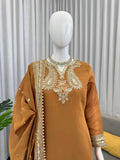 Elegant White Embroidered Kurta Sharara Set with Dupatta