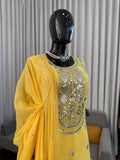 Sunshine Yellow Sharara Set with Mirror Work Kurta, Flowing Layered Gharara & Elegant Dupatta