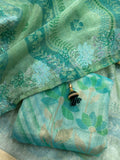Luxury Sea Green Woven Saree with Golden Border - Saree Sargam