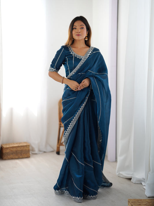 Royal Teal Elegance Saree