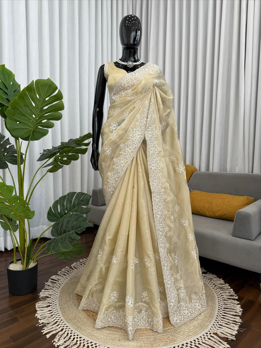 Champagne Gold Elegance Saree