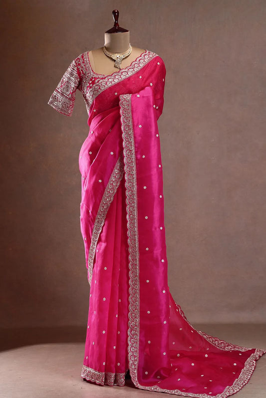 Blush Royale Pink Saree with Elegant Zari Touch