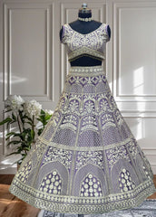 Premium Lavender Bridal Lehenga Choli with Heavy Embroidery & Dupatta