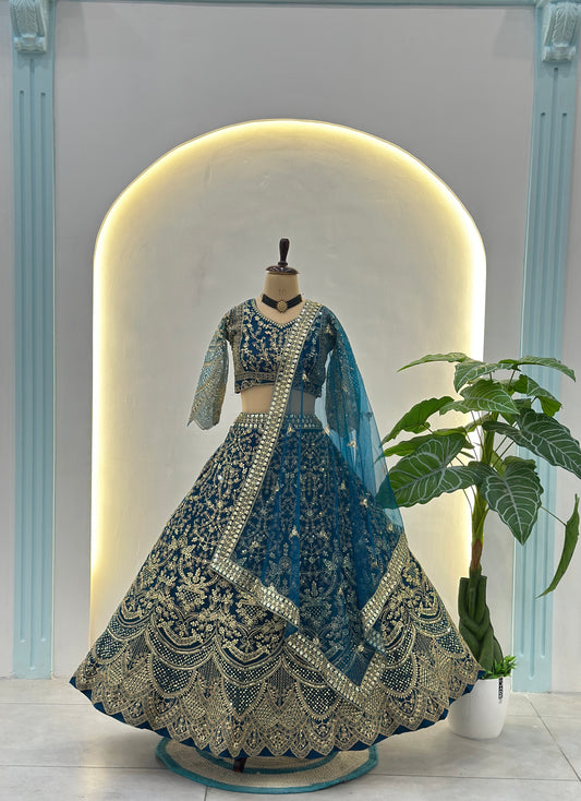 Emerald Teal Bridal Lehenga