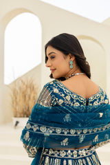 Teal Blue Designer Lehenga