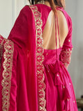 Rani Pink Anarkali Suit with Embroidered Border Dupatta