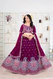 Royal Wine Lehenga with Peacock Embroidery