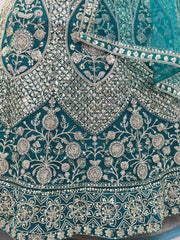 Emerald Green Backless Designer Lehenga
