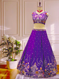 Royal Purple Floral Embroidered Lehenga