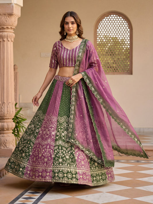 Royal Mehendi Dual-Tone Lehenga