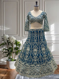 Teal Blue Heavy Embroidered Lehenga