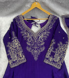 Royal Purple Embroidered Suit Set with Elegant Dupatta