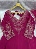 Rani Pink Embroidered Suit Set with Elegant Dupatta