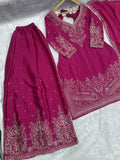 Rani Pink Embroidered Suit Set with Elegant Dupatta