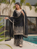 Royal Black Embroidered Suit Set with Elegant Dupatta