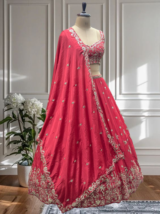 Royal Red Embroidered Lehenga