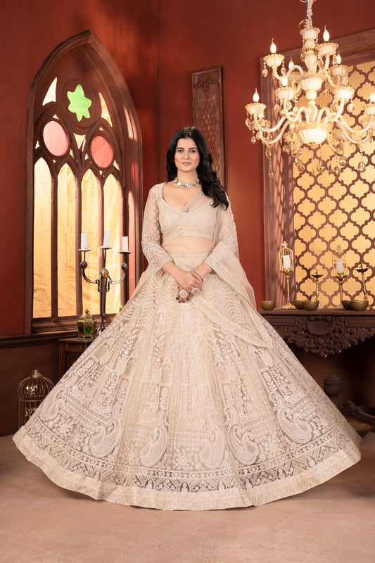 Ivory Bridal Lehenga with Heavy Heritage Embroidery