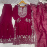 Royal Wine Embroidered Kurta Set with Heavy Dupatta
