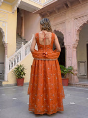 Royal Orange Anarkali Suit Set with Elegant Dupatta
