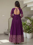 Royal Purple Anarkali Suit with Heavy Embroidered Border Dupatta