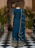 Premium Teal Green Embroidered Kurta Palazzo Set with Dupatta