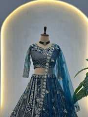 Teal Blue Designer Lehenga