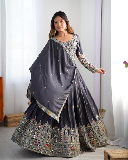 Charcoal Grey Designer Lehenga
