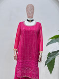 legant pink kurta sharara set with embroidered dupatta for women