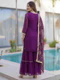 Designer purple ethnic wear sharara suit for party and wedding wear