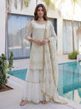 White embroidered sharara set for women with elegant dupatta