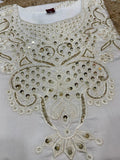 Elegant White Embroidered Kurta Set with Floral Detailing & Sheer Dupatta