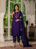 Royal Purple Embroidered Kurta Pant Set with Dupatta