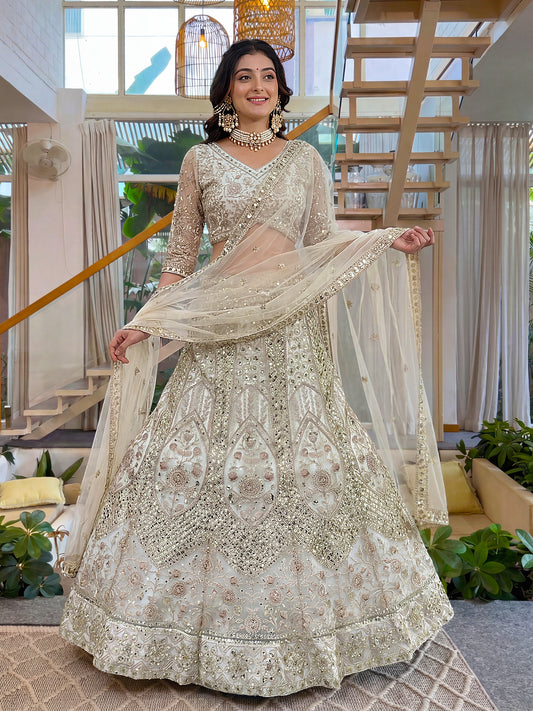 Ivory Gold Designer Lehenga