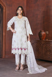 Elegant White Embroidered Kurta Set with Floral Detailing & Sheer Dupatta