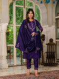 Royal Purple Embroidered Kurta Pant Set with Dupatta