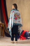 Navy Blue Embroidered Kurta Pant Set with Floral Printed Dupatta