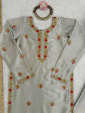 Luxury Ivory Silk Sharara Dress with Hand Embroidery & Dupatta