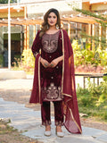 Deep Maroon Velvet Sharara Set with Dupatta
