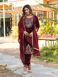 Deep Maroon Velvet Sharara Set with Dupatta