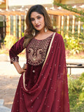 Deep Maroon Velvet Sharara Set with Dupatta