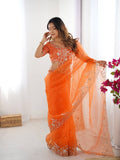 Sunset Orange Elegance Saree