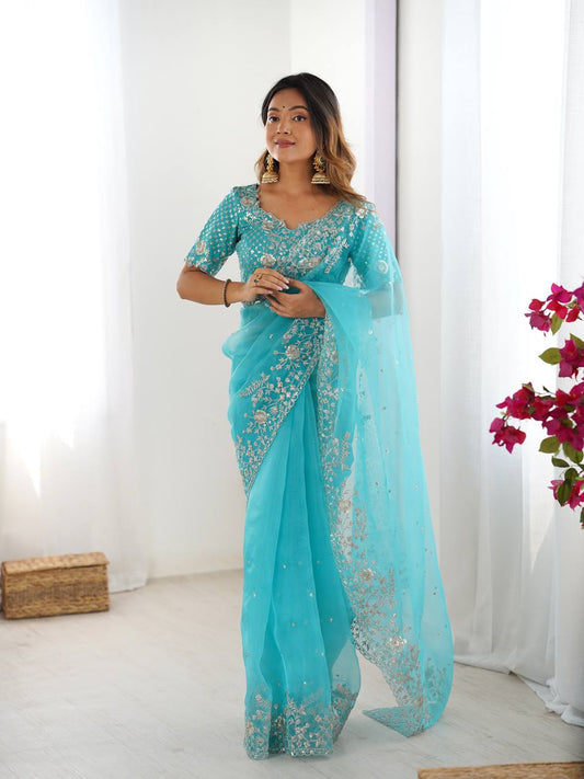 Aqua Dream Elegance Saree