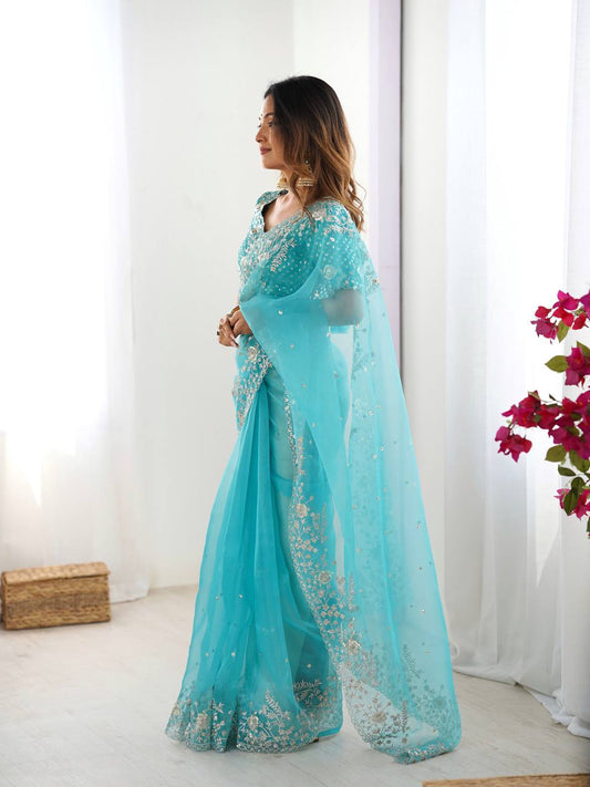 Aqua Dream Elegance Saree