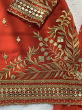 Luxury Orange Sharara Suit with Heavy Embroidery