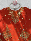 Luxury Orange Sharara Suit with Heavy Embroidery