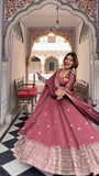 Regal Rose Pink Embroidered Anarkali Ensemble