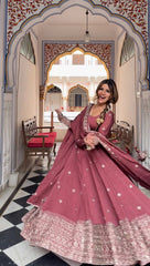 Regal Rose Pink Embroidered Anarkali Ensemble