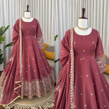 Regal Rose Pink Embroidered Anarkali Ensemble
